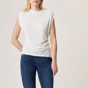 rag & bone‎ The Jersey Pleat Tank Top in Ivory Size L NWT